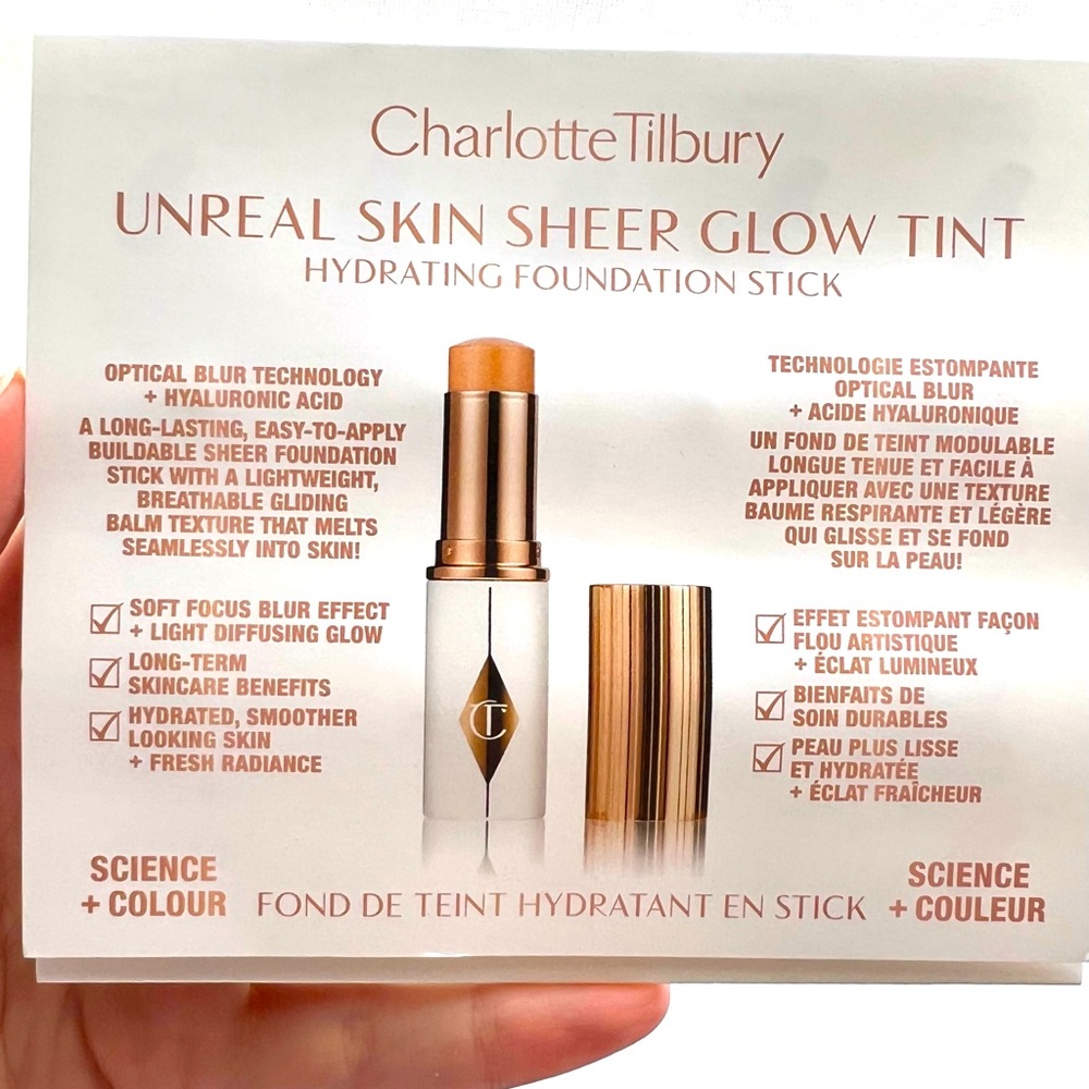 5 for 25⚡️Charlotte Tilbury Sheer Glow Tint Foundation Stick Sample Card 5.68g